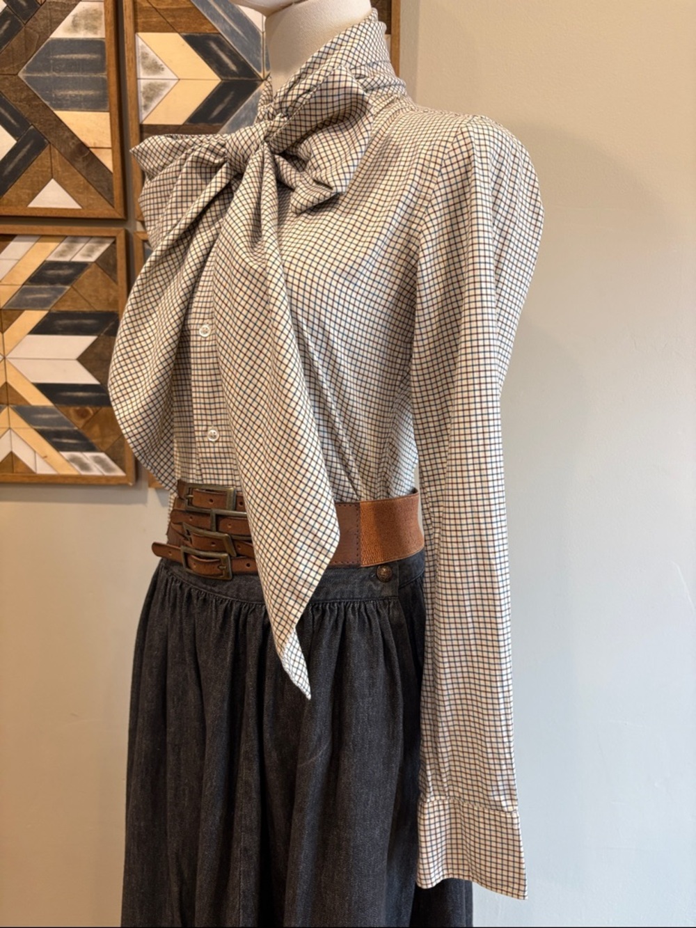 Vintage Ralph Lauren Button-Front Long Sleeve Top with Scarf size 2 Slim Fit - Picture 3 of 16